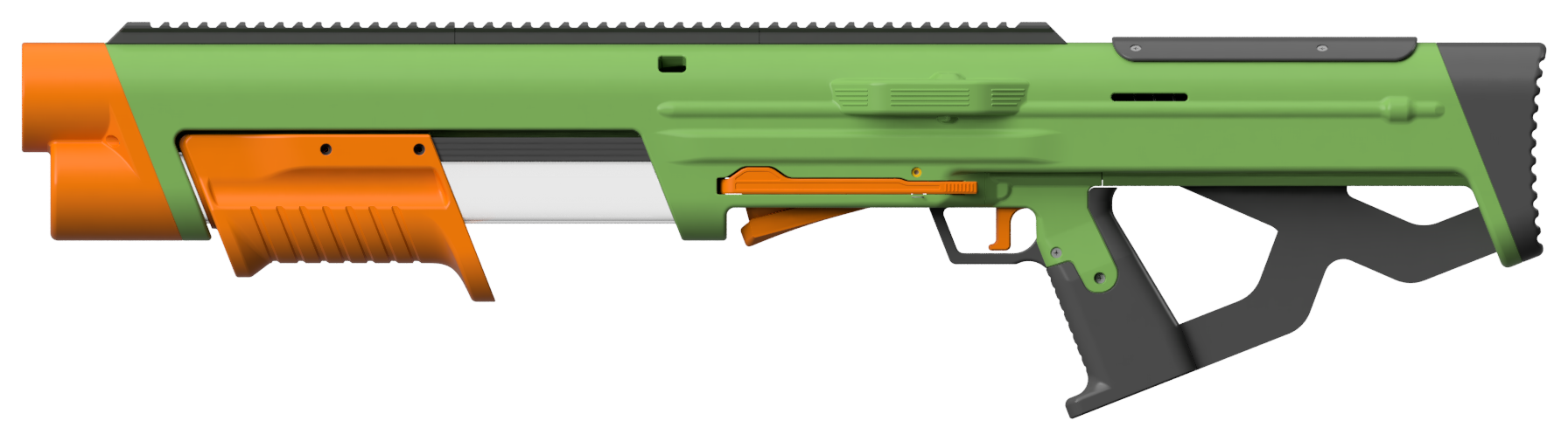 Breacher foam blaster in green and orange
